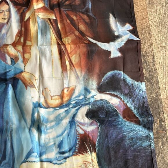 Set of 2 Decorative Christmas Flags Santa Manger Rustic Holiday Trees Peace - Picture 8 of 8